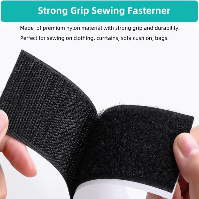 SICCOMA Sew on Hook and Loop Tape 3/4 Inch Wide, 16.4 Feet Non-Adhesive Back White Hook and Loop Strips Sewing Fastener Fabric Fastener Non Adhesive Interlocking Tape - Image 5